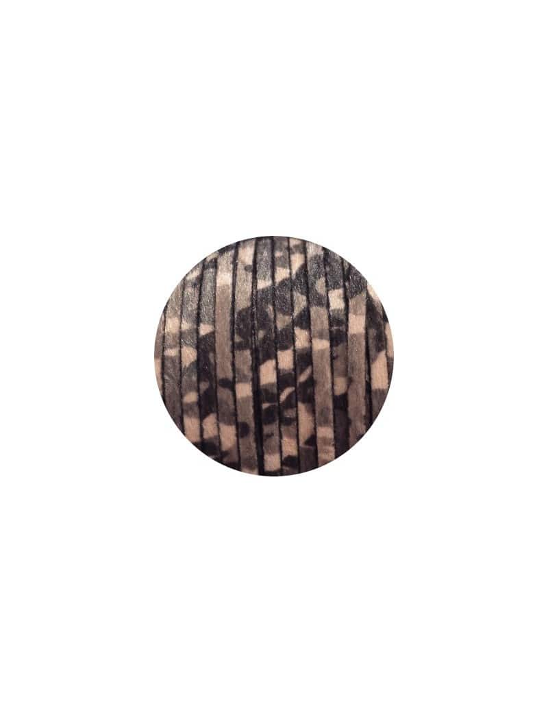 Laniere de cuir plat camouflage gris poils synthétiques 5mm-vente au cm