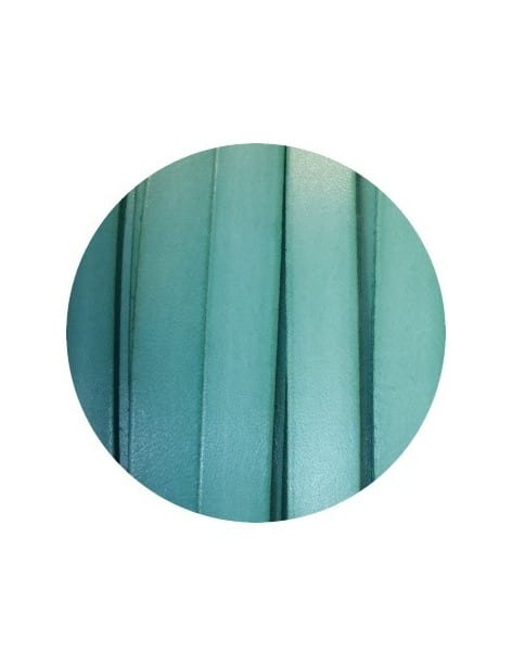 Cordon de cuir plat de 10mm aquamarine-vente au cm