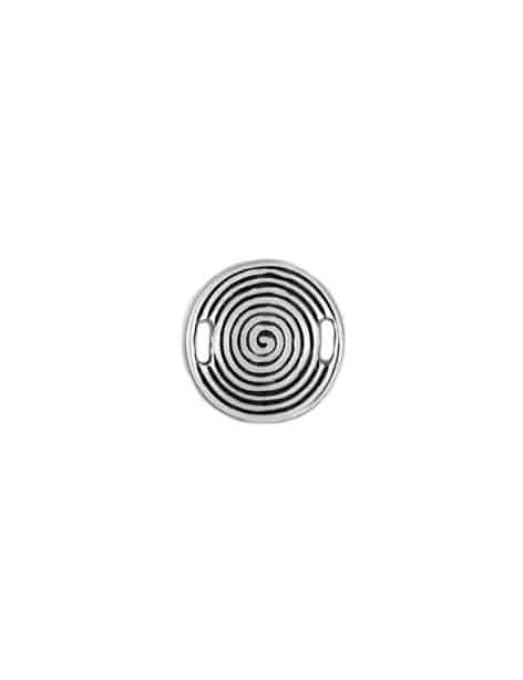 Plaque ronde a spirale en metal placage argent-25mm