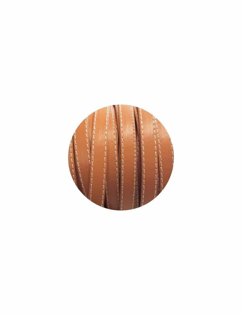 Cuir plat double 10mm caramel coutures vendu au metre