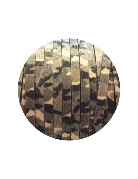 Laniere de cuir plat camouflage gris synthétiques 10mm-vente au cm