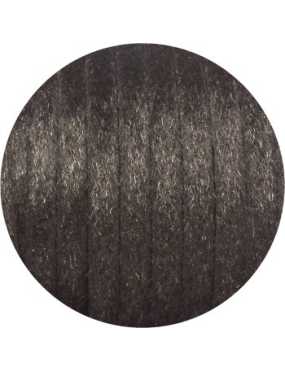 Laniere de cuir plat noir avec poils synthétiques 10mm-vente au cm