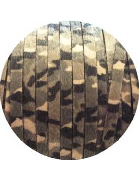 Cuir plat 10mm camouflage gris avec poils synthétiques vendu au metre