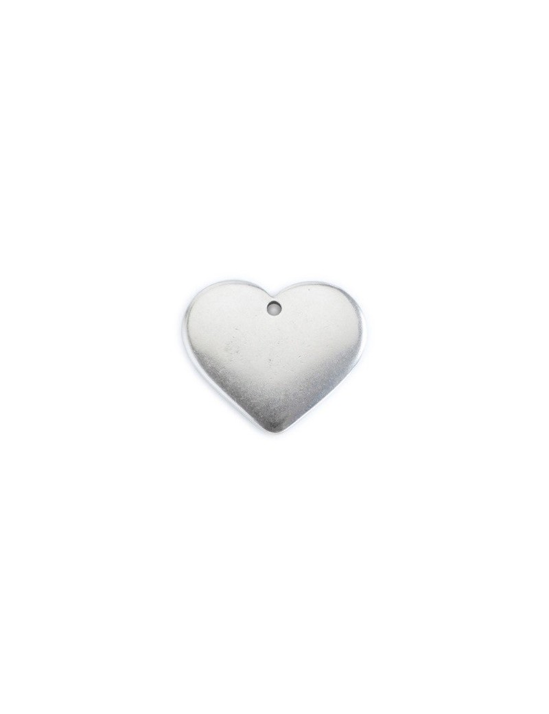 Pampille coeur lisse en metal placage argent de 30mm