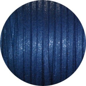 Lacet fantaisie plat 3mm nacré couleur bleu foncé