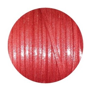 Lacet fantaisie plat 3mm nacré couleur rouge