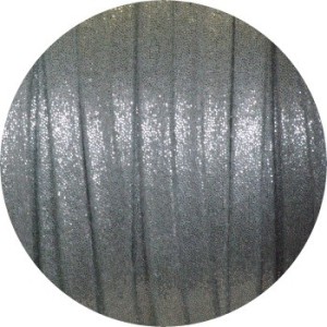 Lacet fantaisie plat 5mm nacré couleur gris