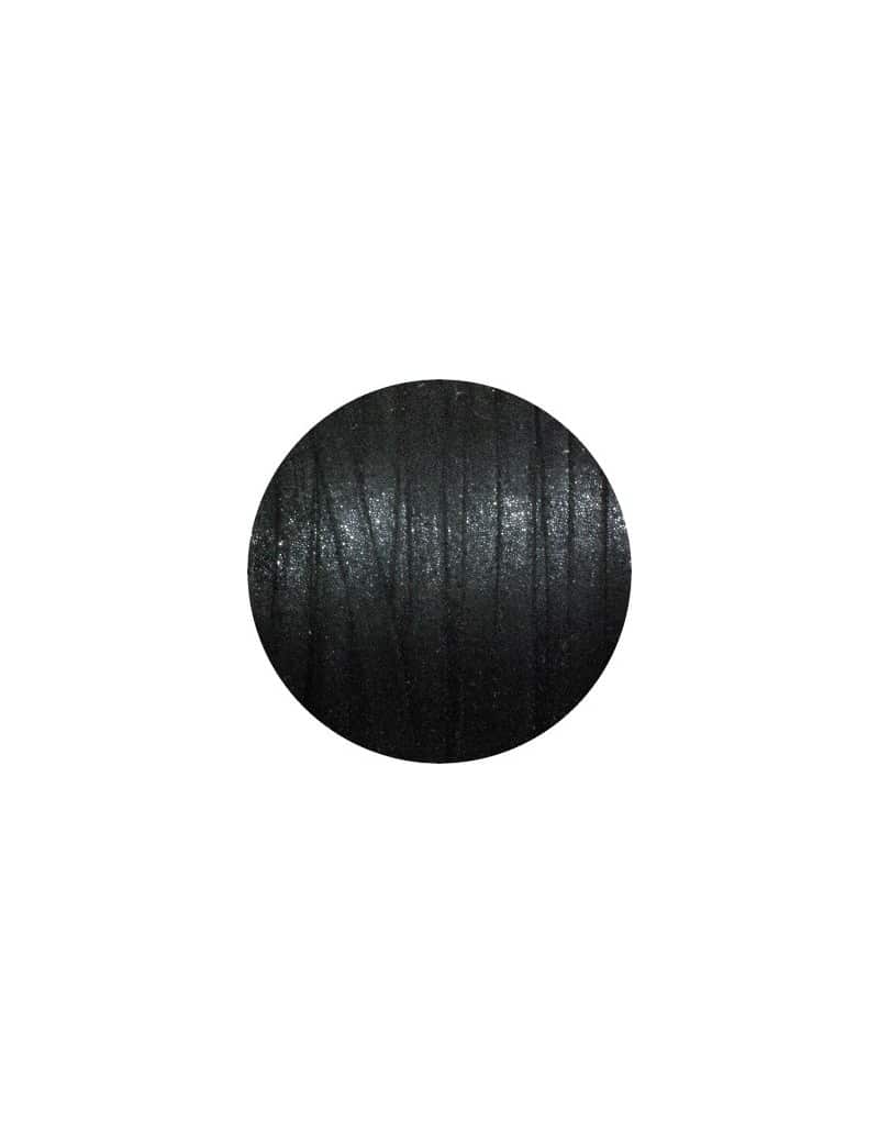 Lacet fantaisie plat 5mm nacré couleur noire