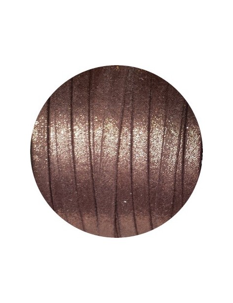 Lacet fantaisie plat 5mm nacré couleur bronze