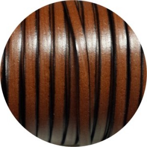 Cordon de cuir plat 5mm couleur cognac vendu au metre