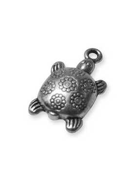 Pampille tortue en metal placage argent