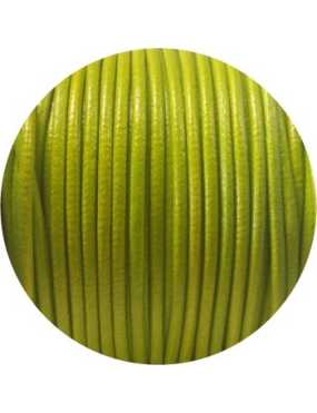 Cordon de cuir rond couleur vert pomme-3mm-Espagne