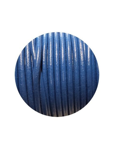 Lacet de cuir rond bleu électrique-Espagne-4.5mm