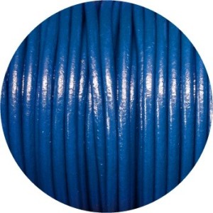 Cordon de cuir rond couleur bleu electrique-3mm-Espagne