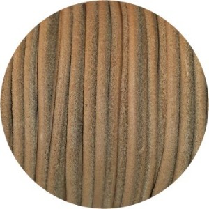 Cordon de cuir rond couleur naturel brut-3mm-Espagne
