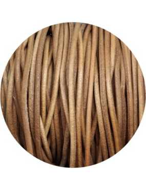 Cordon de cuir rond couleur naturelle-3mm-Asie