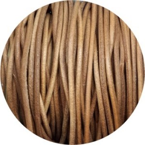Cordon de cuir rond couleur naturelle-3mm-Asie