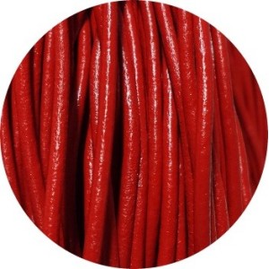 Cordon de cuir rond rouge-3mm-Europe