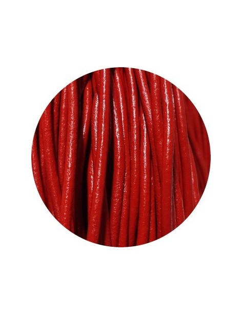 Cordon de cuir rond rouge-3mm-Europe