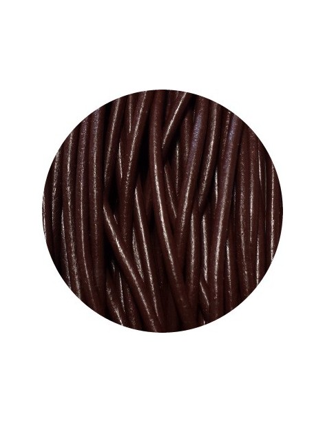Cordon de cuir rond marron satiné-3mm-Europe