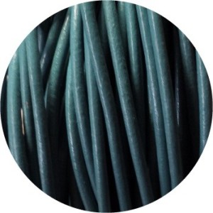 Cordon de cuir rond turquoise foncé-3mm-Europe
