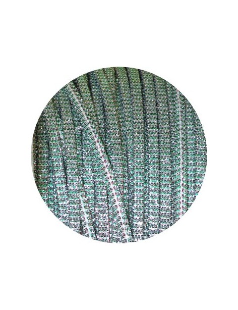 Lacet fantaisie plat 3mm irisé couleur argent et vert