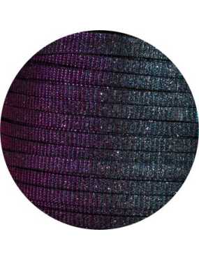 Cuir plat de 5mm irisé couleur bleu vert rose-vente au cm