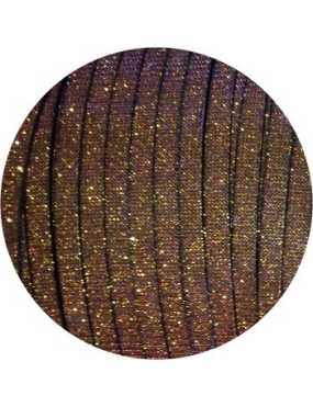 Cuir plat de 5mm irisé couleur marron et or