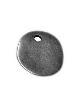 Breloque presque ronde  lisse placage argent de 25mm