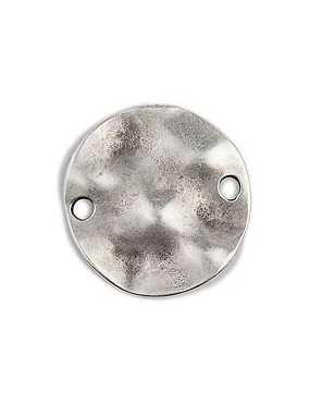 Intercalaire rond martelé 2 accroches placage argent de 30mm