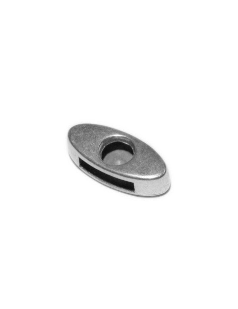 Passant ovale en métal placage argent pour cuir plat de 10mm
