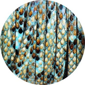 Lacet fantaisie plat remplié de 5mm serpent couleur bleue