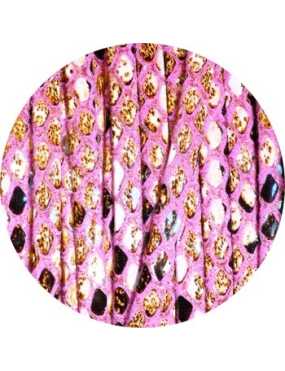 Lacet fantaisie plat remplié de 5mm serpent couleur rose
