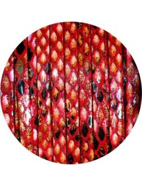 Lacet fantaisie plat remplié de 5mm serpent couleur rouge
