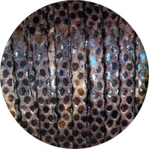 Lacet fantaisie plat remplié de 5mm serpent couleur marron