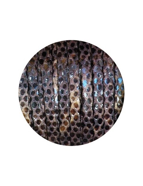 Lacet fantaisie plat remplié de 5mm serpent couleur marron