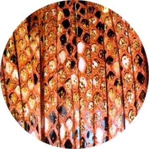 Lacet fantaisie plat remplié de 5mm serpent couleur orange