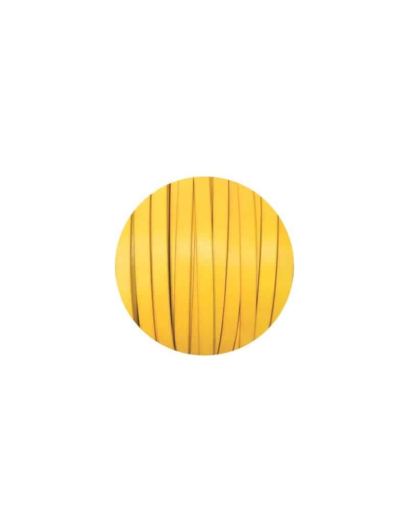Cordon de cuir plat de 10mm jaune sans bords noirs vendu au metre