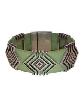 Bracelet en cuir plat de 20mm vert pastel en kit