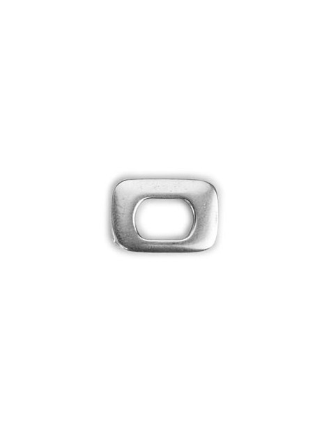 Perle plate rectangulaire à gros trou placage argent de 19mm