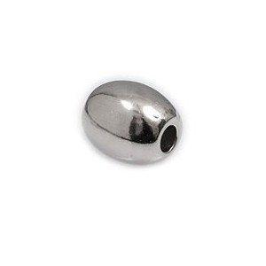Grosse perle ovale lisse placage argent de 17mm