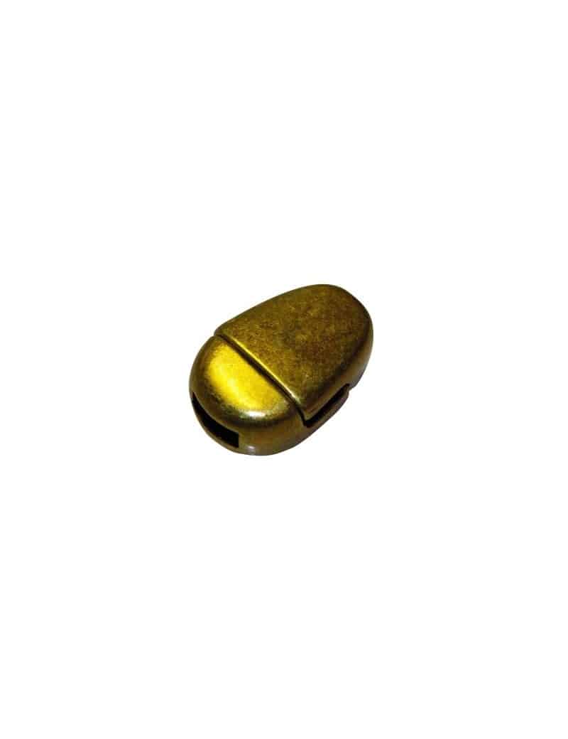 Fermoir magnetique ovoide couleur bronze pour cuir plat de 5mm