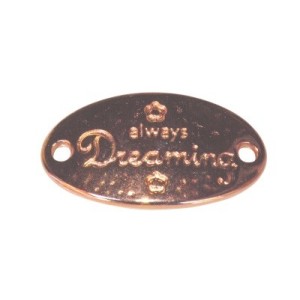 Plaque ovale rose gold avec message Dreaming