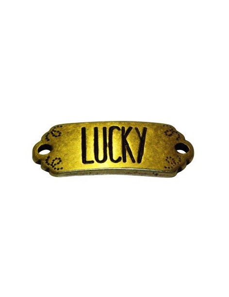 Plaque bronze message Lucky pour vos bracelets en cuir
