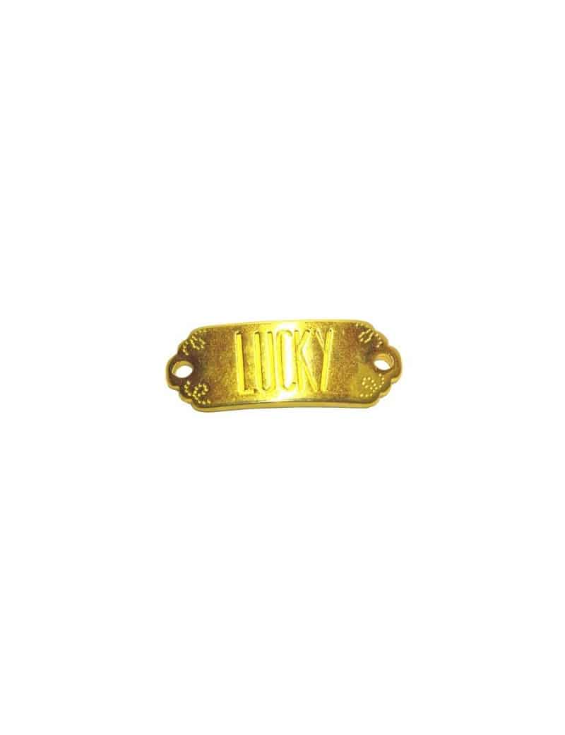 Plaque couleur or avec message Lucky pour vos bracelets