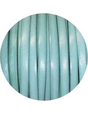 Cordon de cuir plat 5mm couleur aquamarine-vente au cm