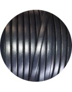 Nouveau cordon de cuir plat 5mm bleu navy vendu au metre