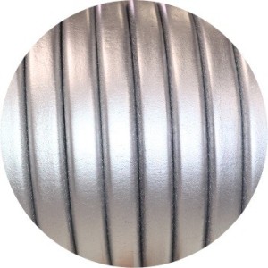 Cordon de gros cuir argent métallisé-vente au cm