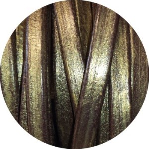 Cordon de gros cuir vieil or metallique-vente au cm