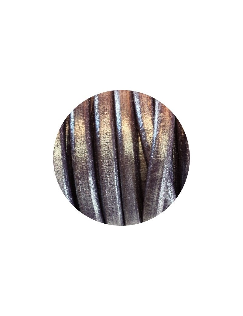 Cordon de gros cuir lilas metalique-vente au cm
